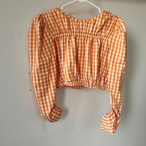 Zara orange gingham crop top